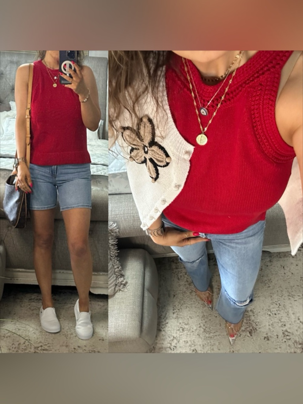 New🍒Cherry Red Knit Sleeveless Sweater